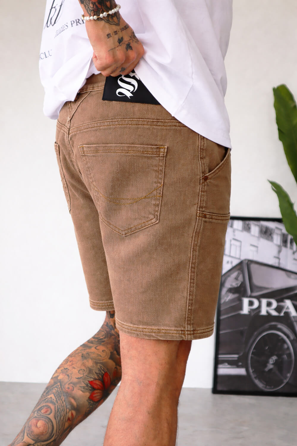 Carpenter Denim Shorts - Brown