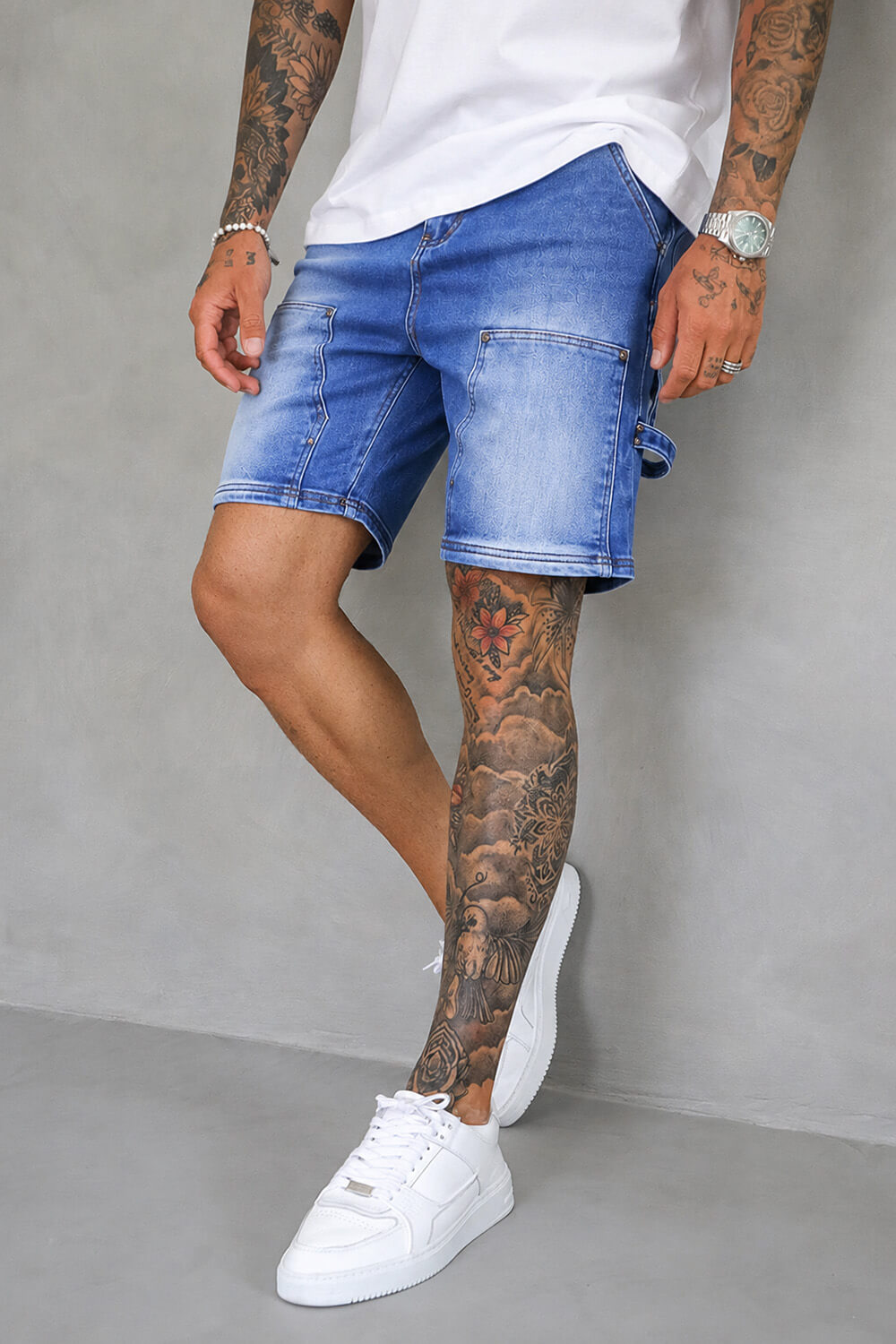Carpenter Denim Shorts - Acid Blue