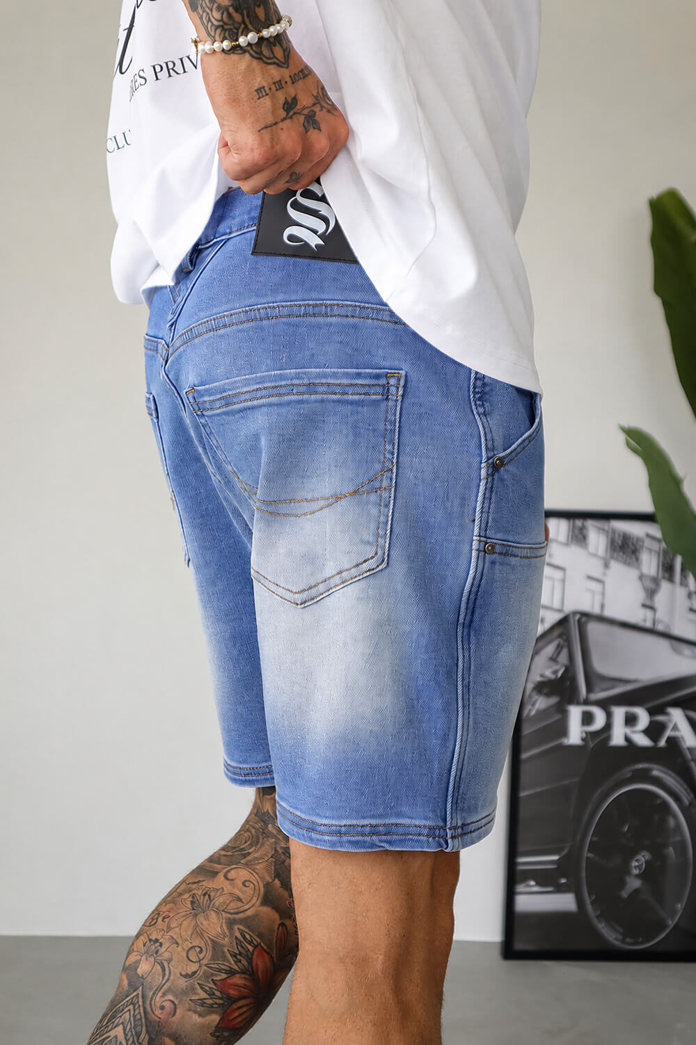 Carpenter Denim Shorts - Acid Blue