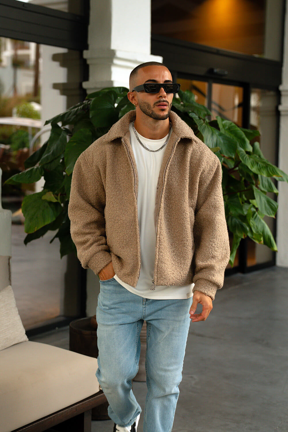 Borg Coach Jacket - Beige