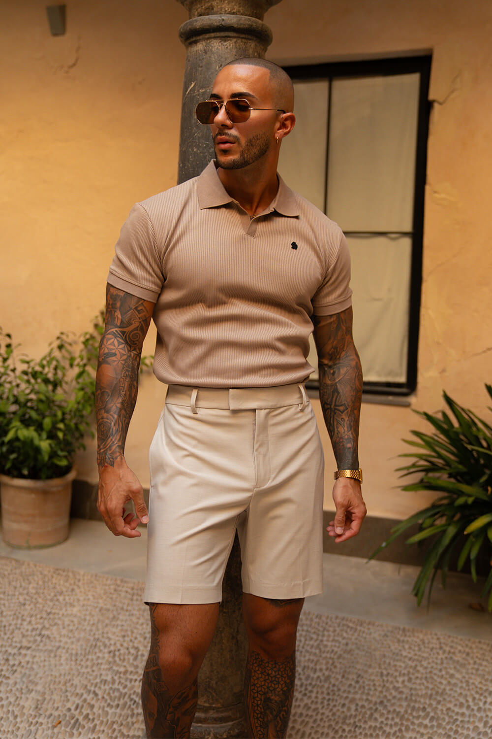 Portofino Ribbed Polo - Beige