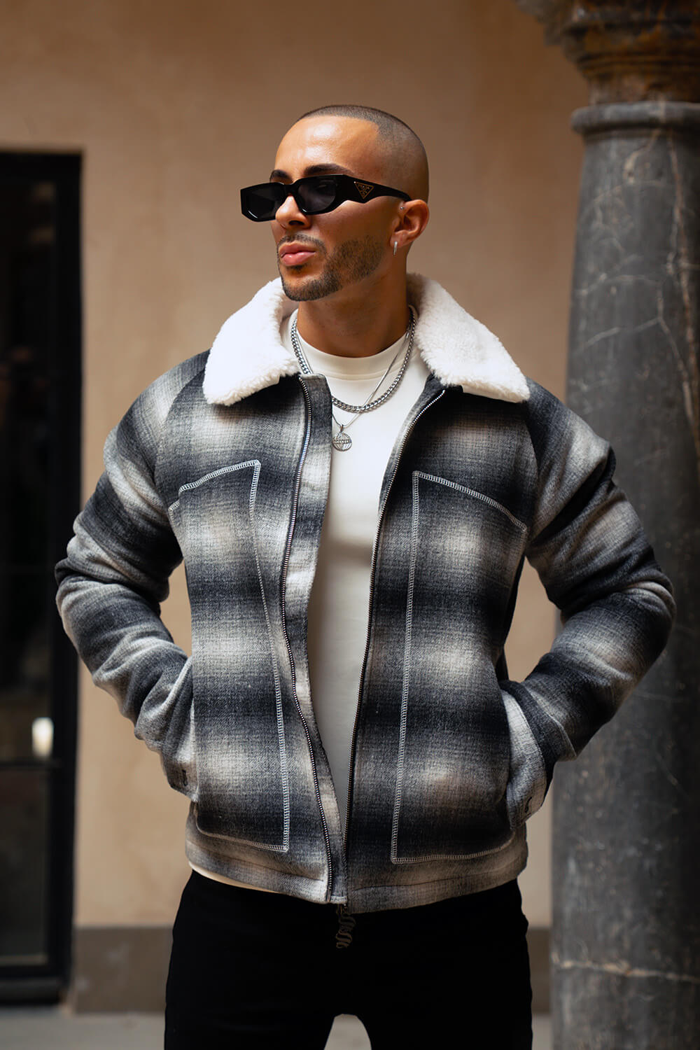Chamonix Shearling Jacket - Black/Grey