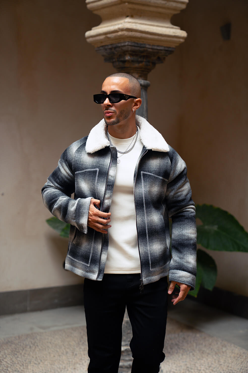 Chamonix Shearling Jacket - Black/Grey