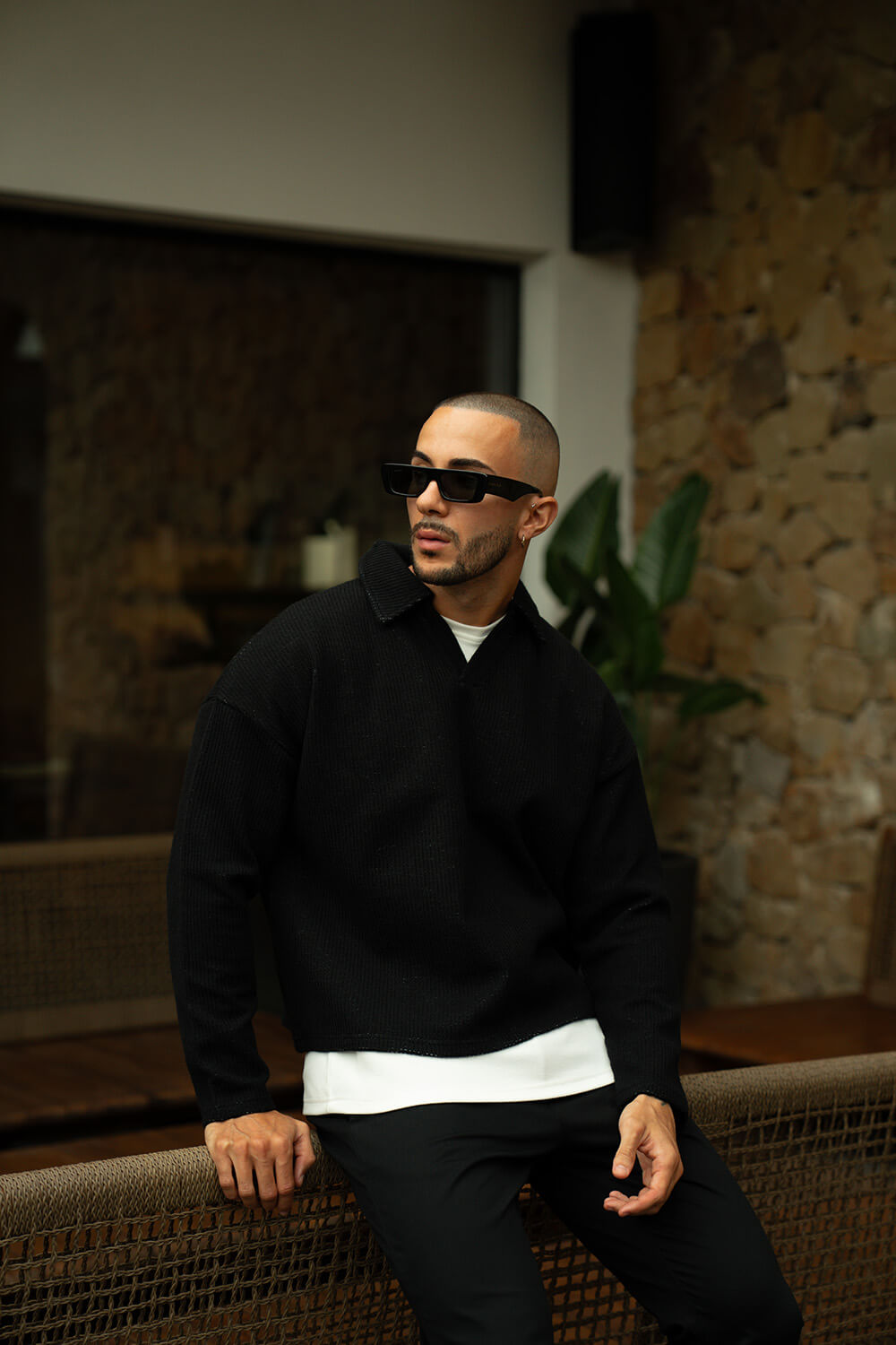 Hensley Knit Polo - Black