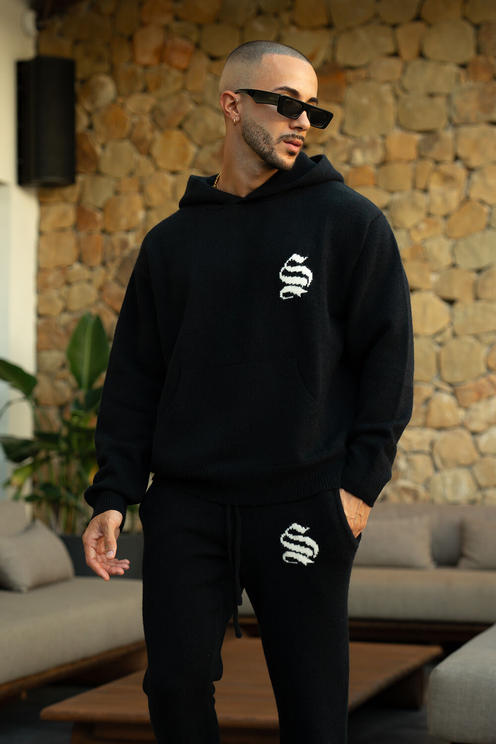 Palais Knitted Hoodie - Black