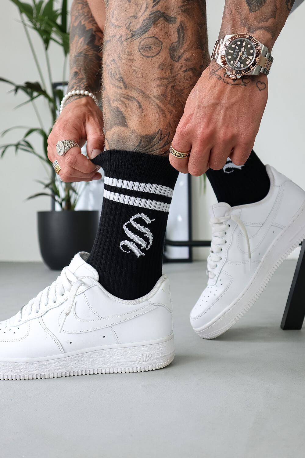 Varsity Stripe Socks (2 Pack) - Black