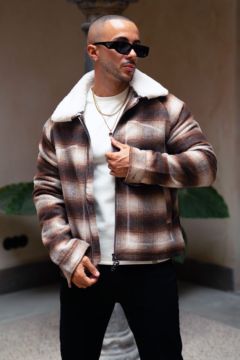 Chamonix Shearling Jacket - Brown/White