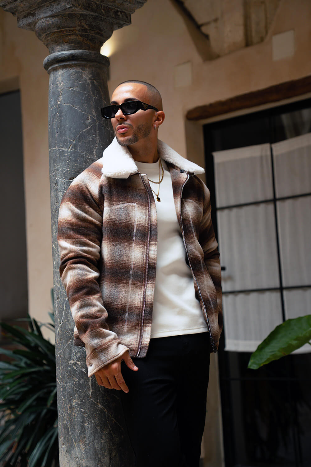 Chamonix Shearling Jacket - Brown/White