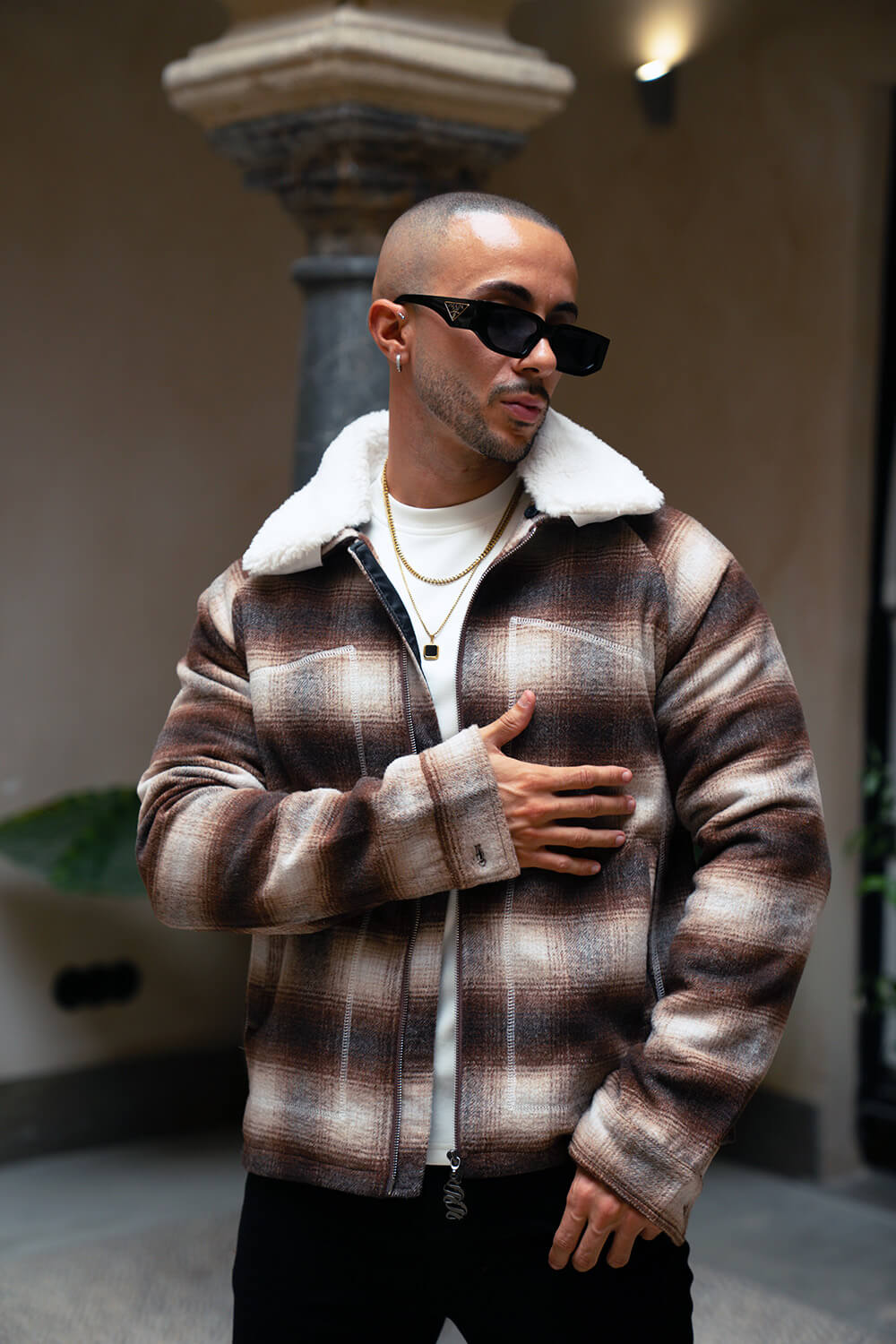 Chamonix Shearling Jacket - Brown/White