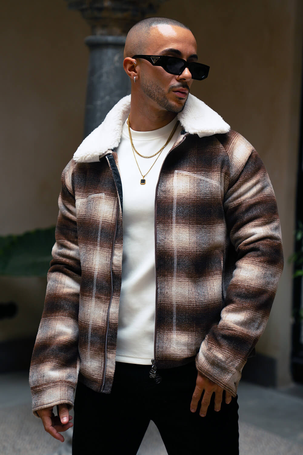 Chamonix Shearling Jacket - Brown/White