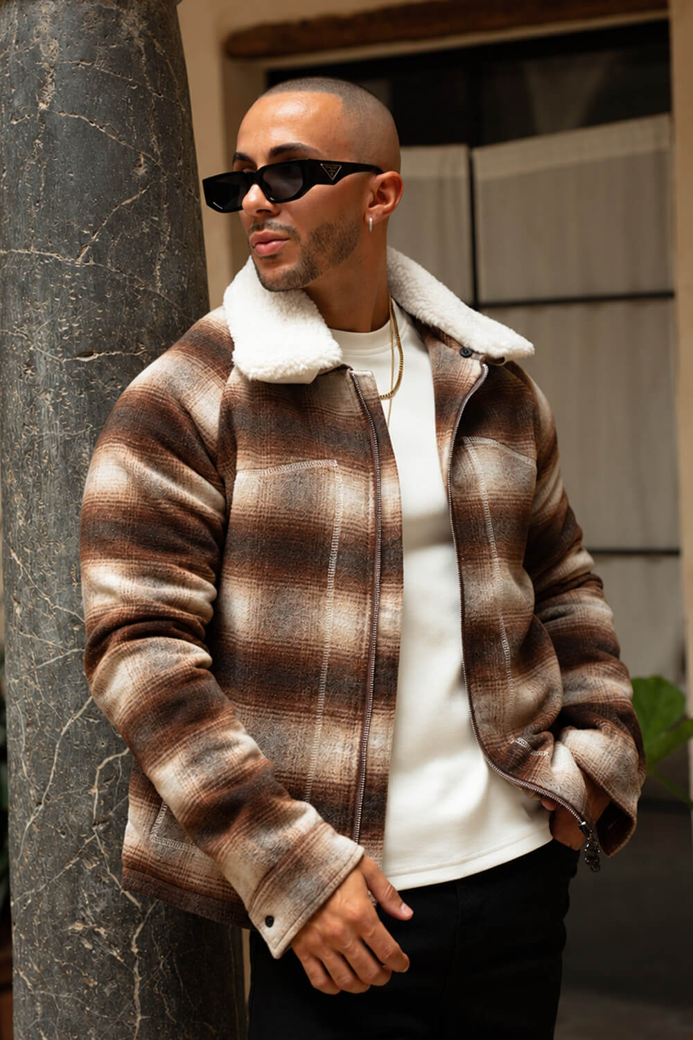 Chamonix Shearling Jacket - Brown/White