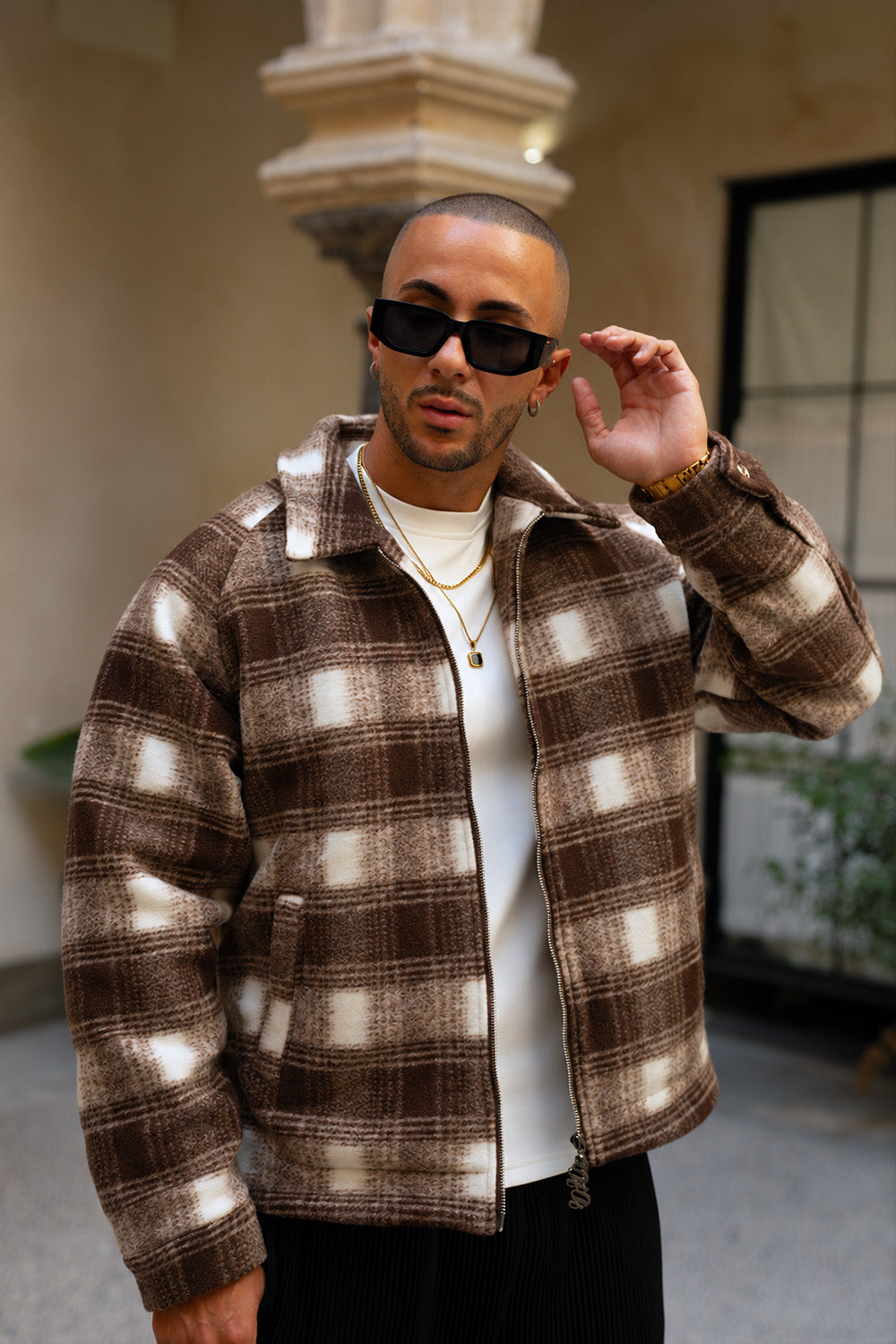 Moritz Check Overshirt - Brown/White