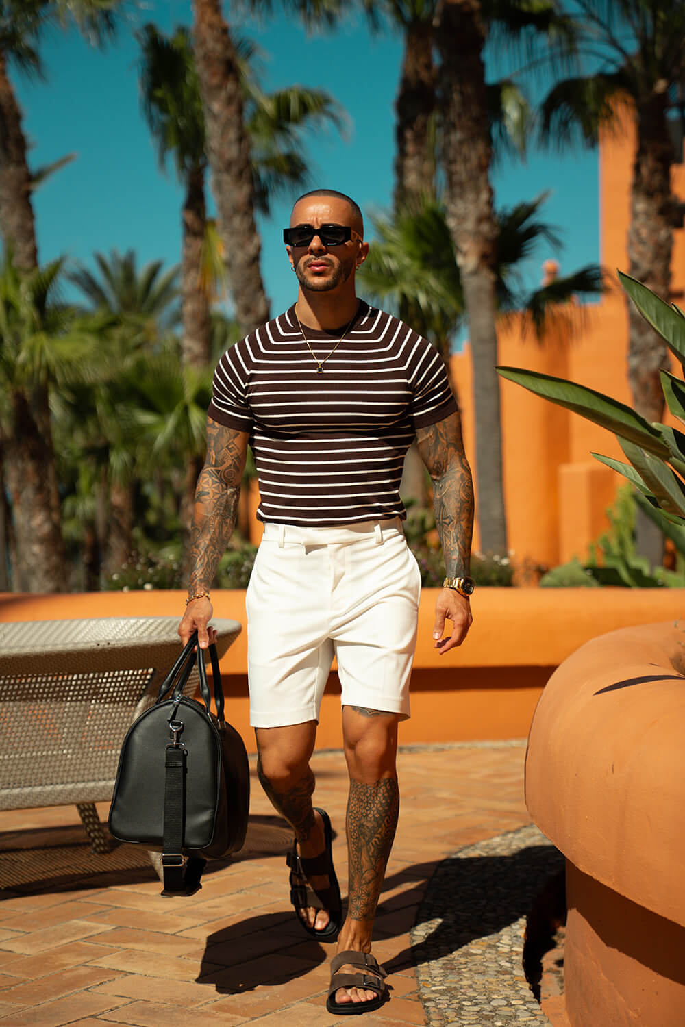 Alvori Stripe Tee - Chocolate/White