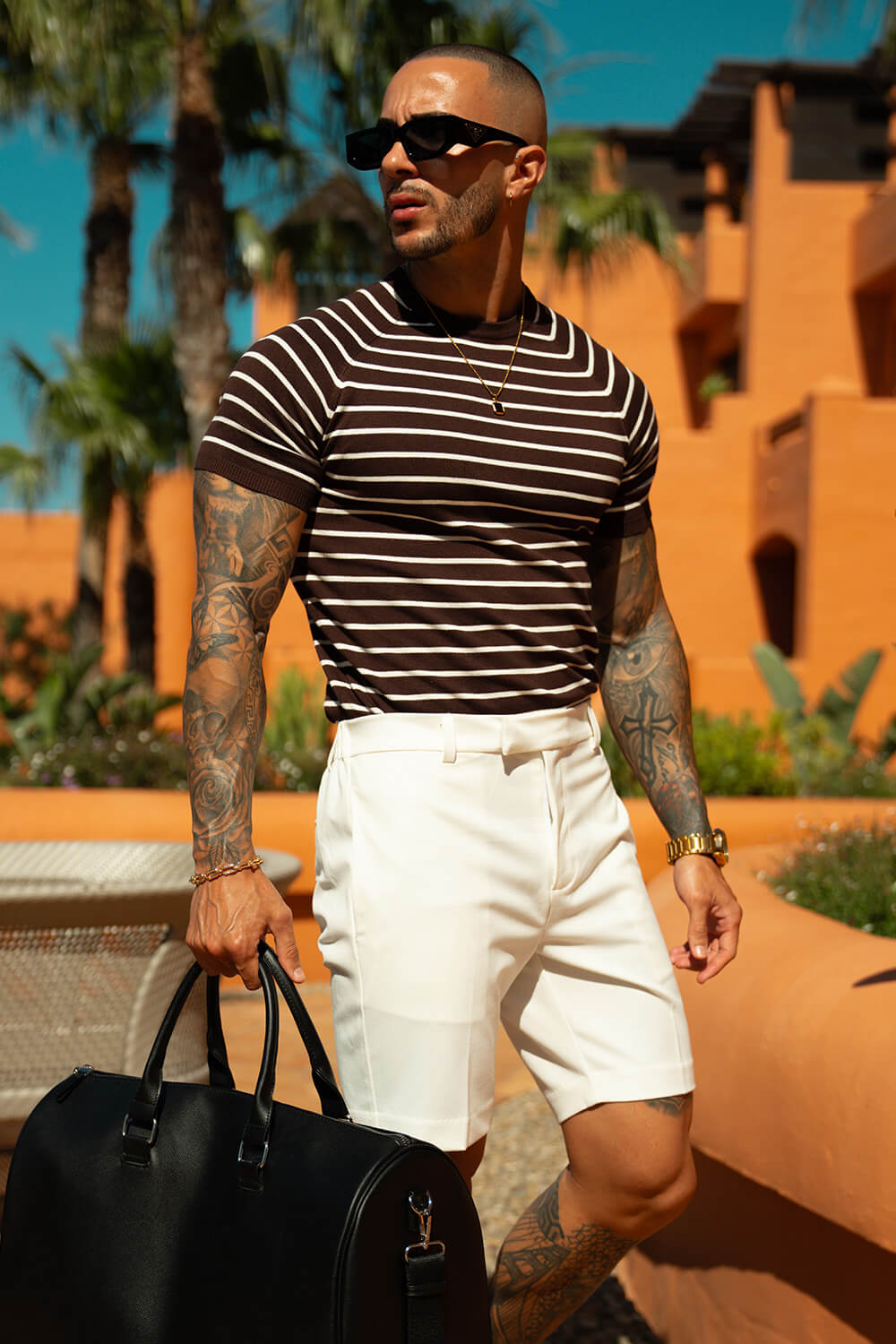 Alvori Stripe Tee - Chocolate/White