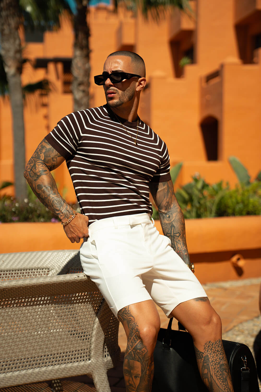 Alvori Stripe Tee - Chocolate/White