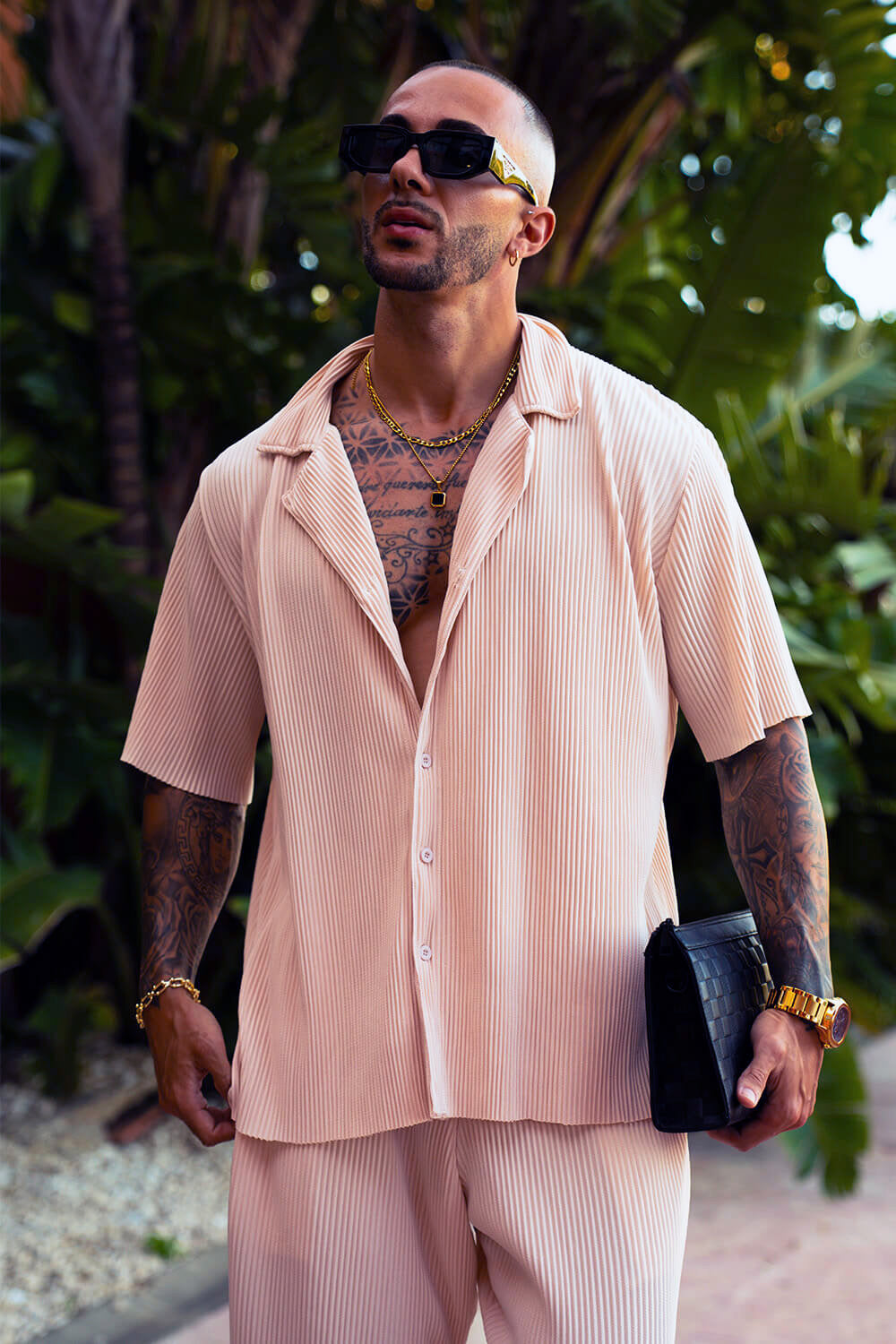 Monaco Pleated Shirt - Ecru