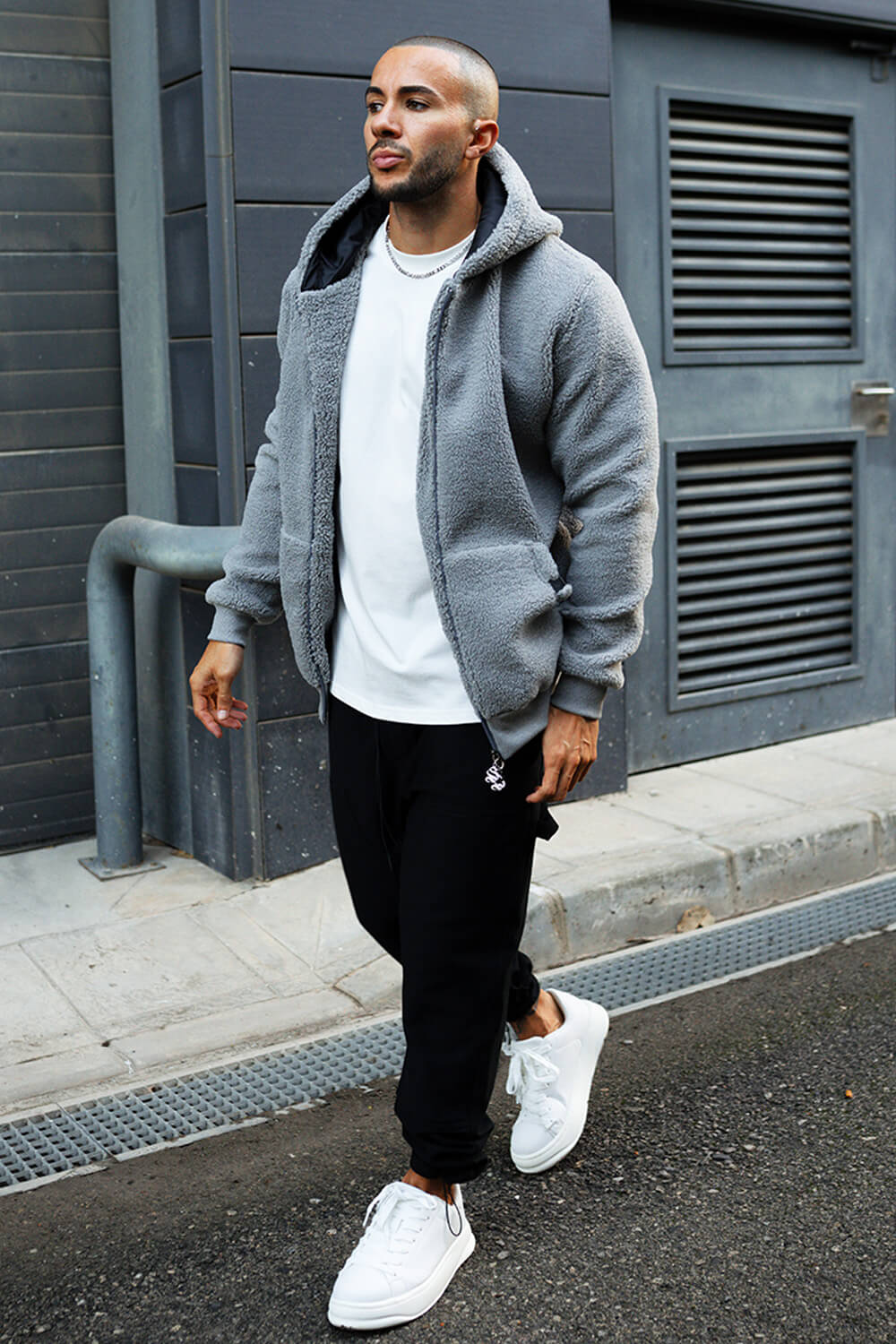 Ikon Borg Zip Hoodie - Grey