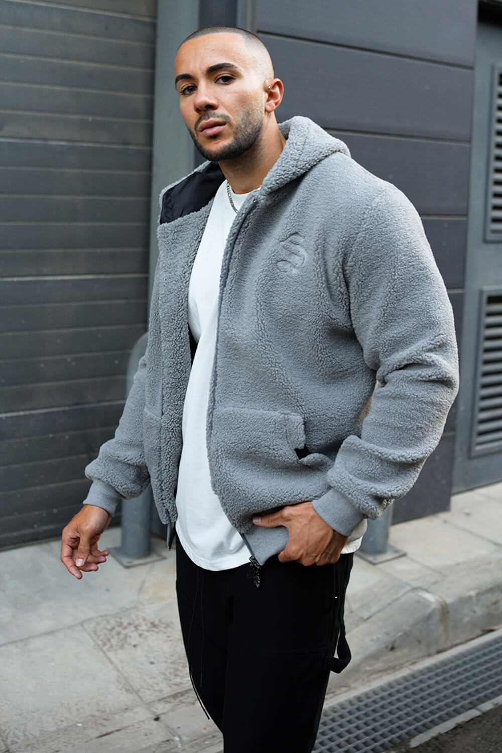 Ikon Borg Zip Hoodie - Grey