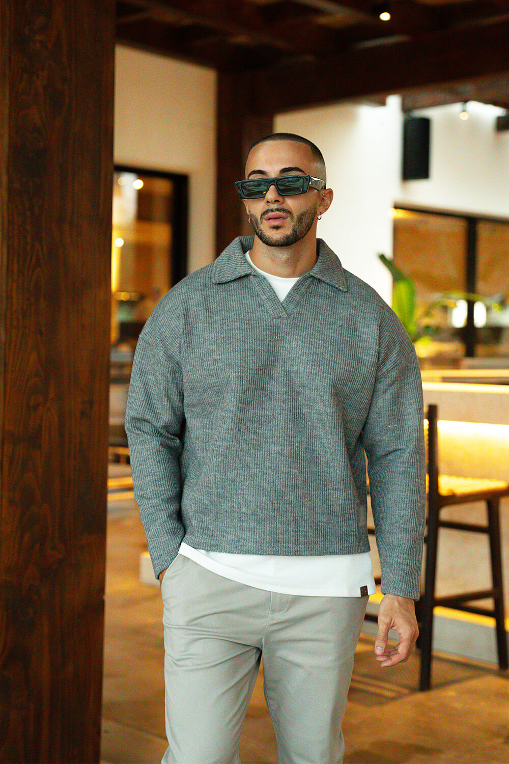 Hensley Knit Polo - Grey