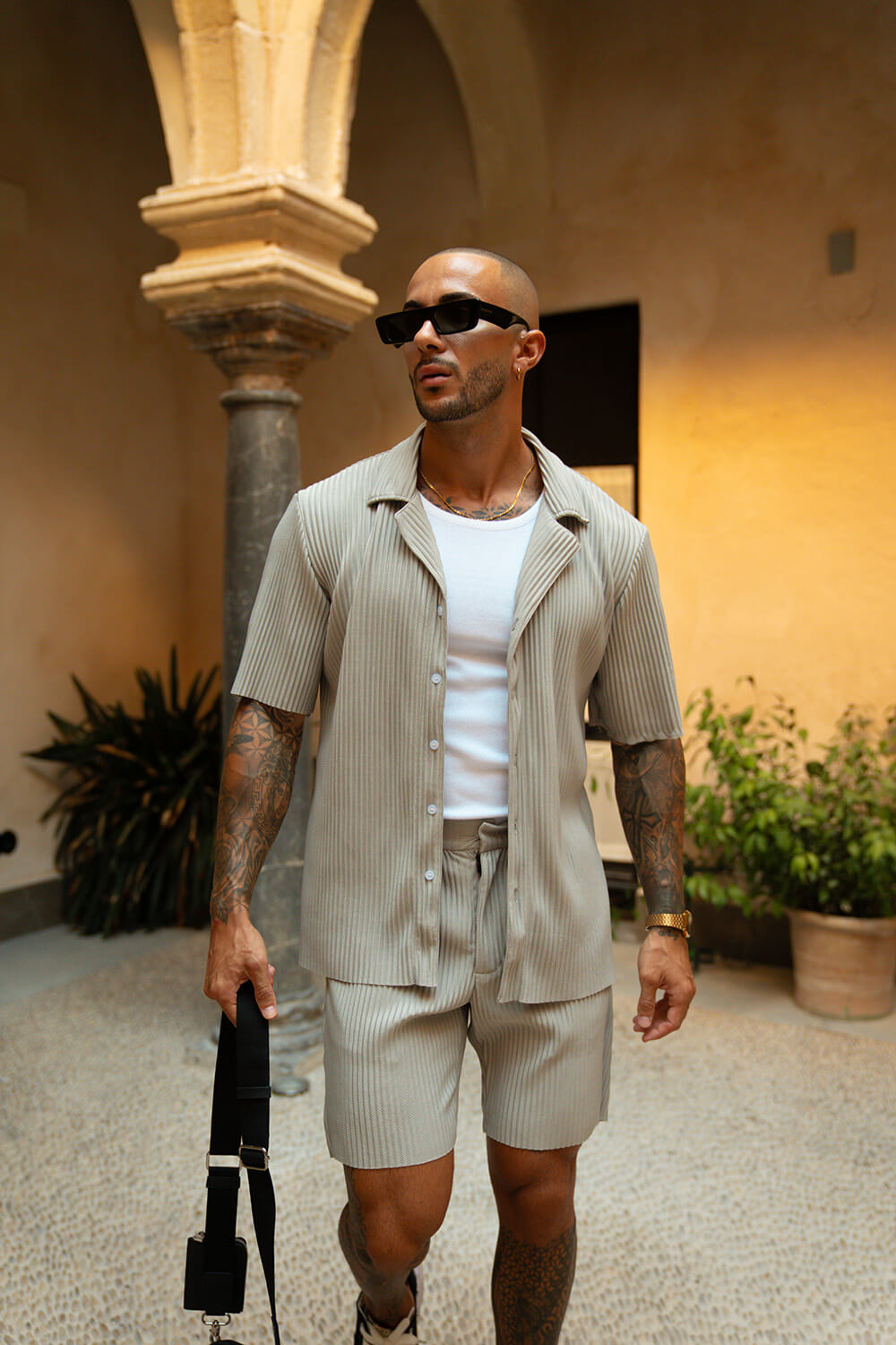 Monaco Pleated Shorts - Grey