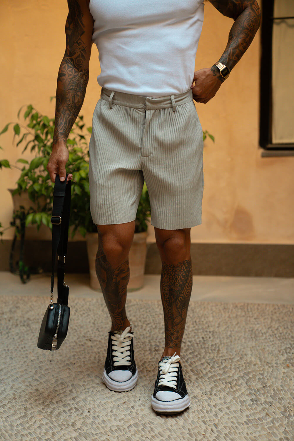 Monaco Pleated Shorts - Grey