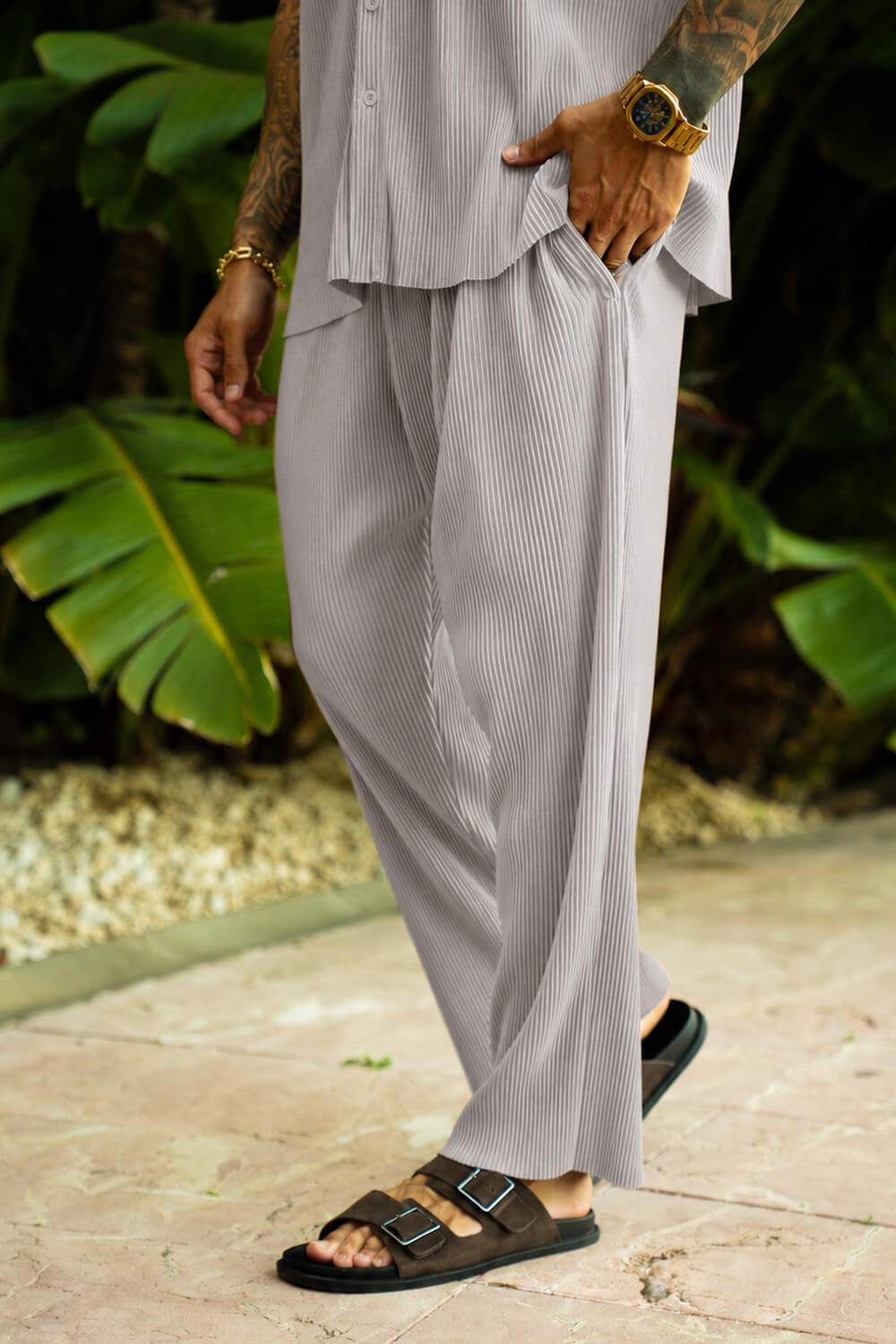 Monaco Pleated Trousers - Grey