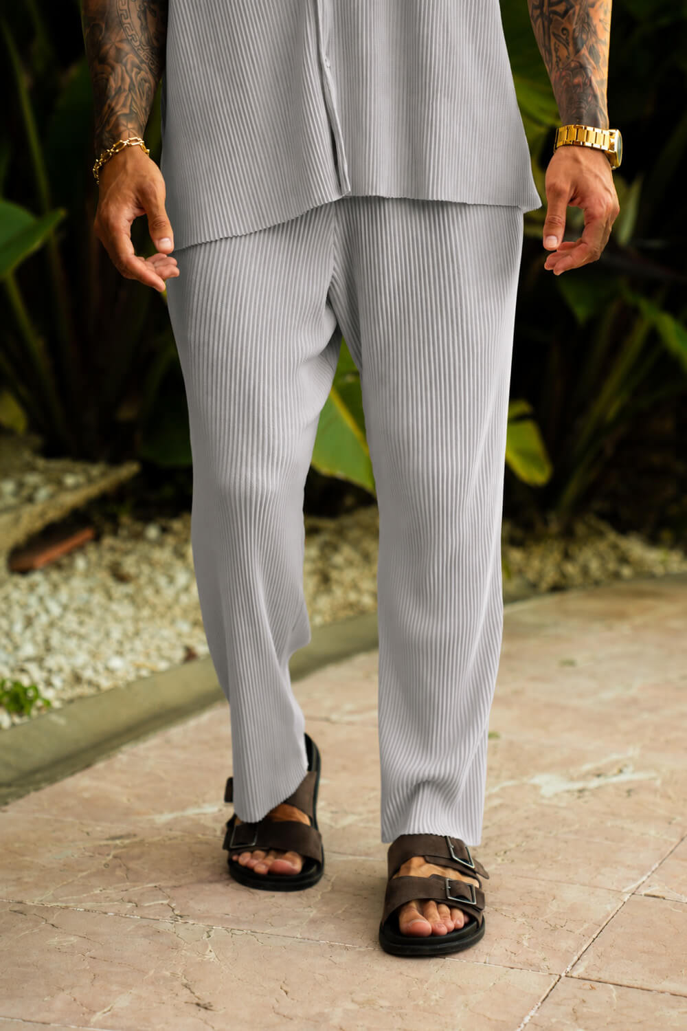 Monaco Pleated Trousers - Grey