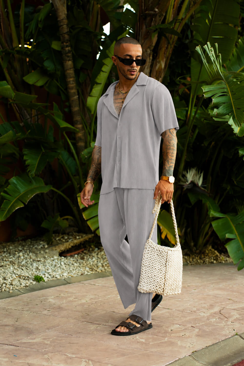 Monaco Pleated Trousers - Grey