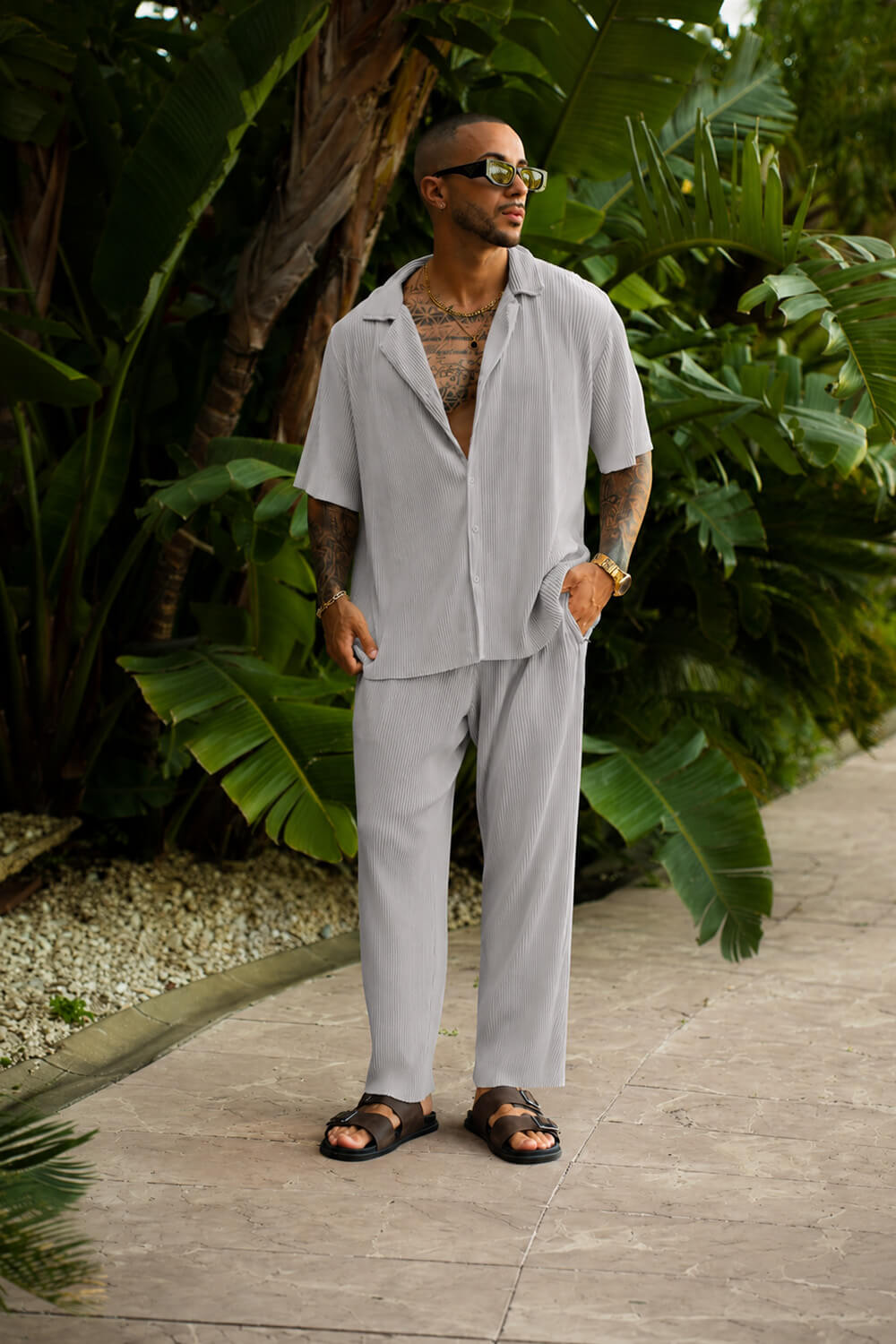 Monaco Pleated Trousers - Grey