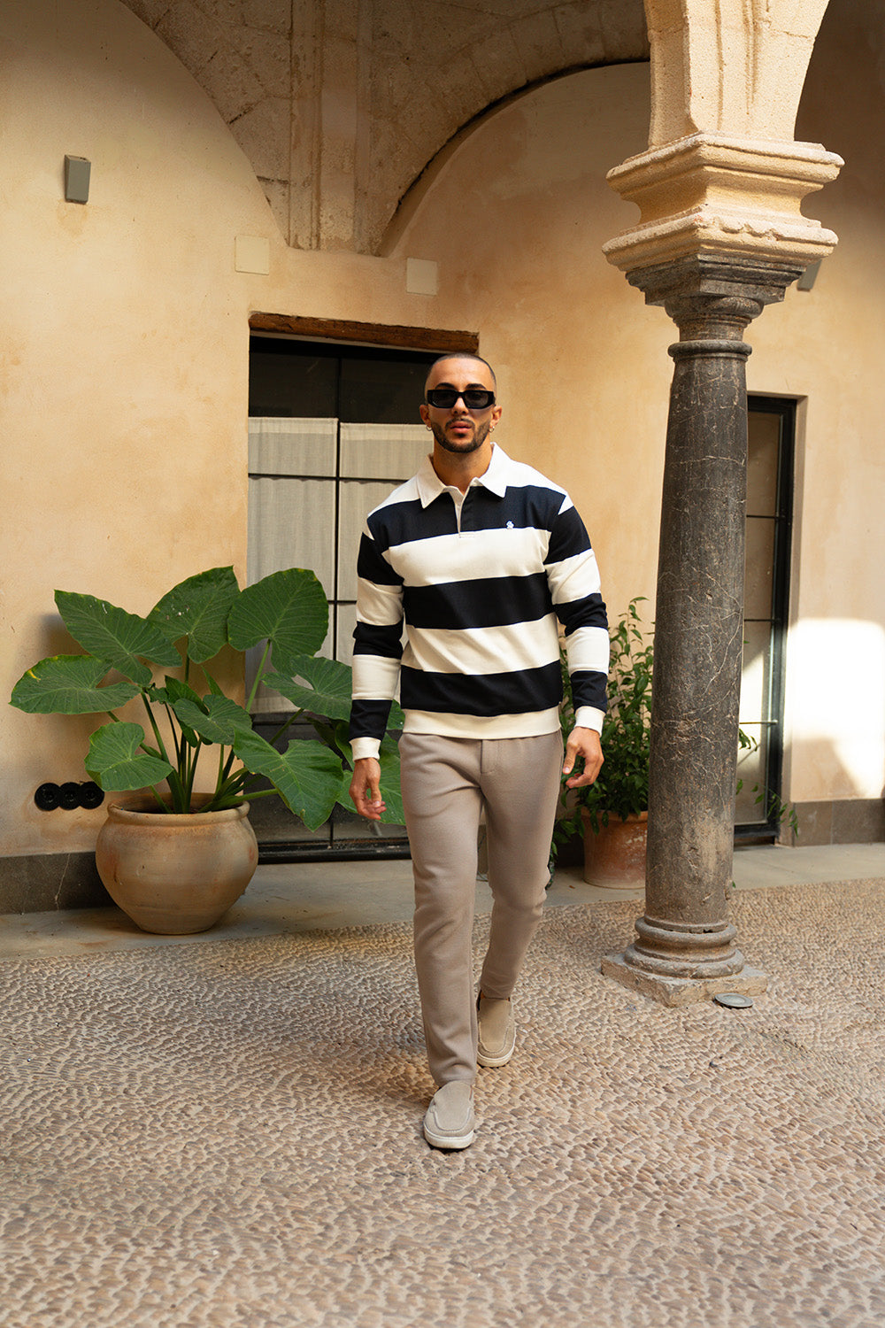 Palazzo Stripe Polo - Navy/White