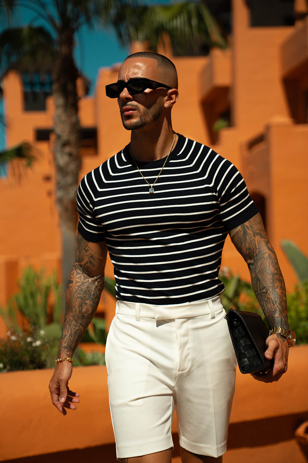 Alvori Stripe Tee - Navy/White
