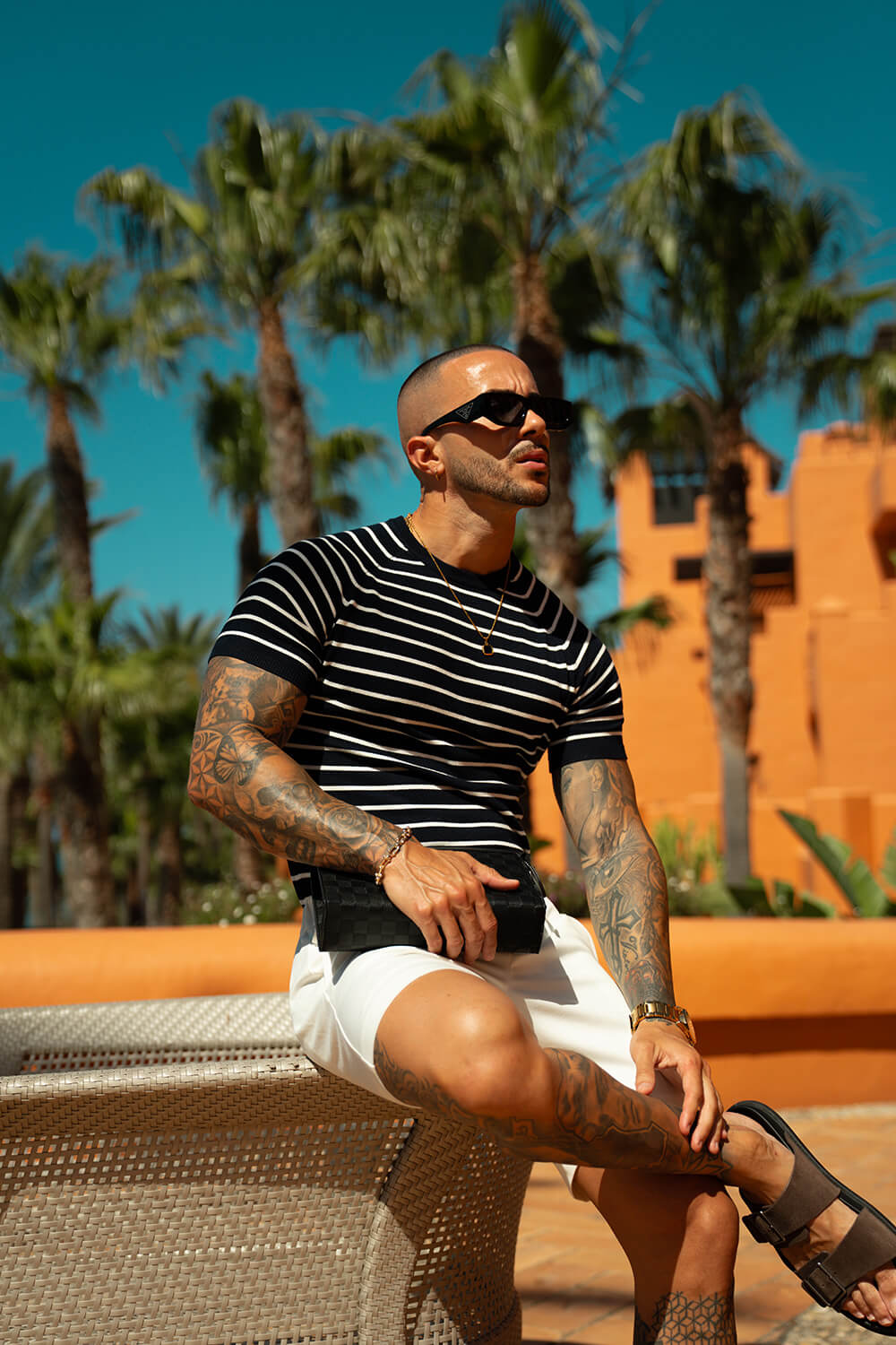 Alvori Stripe Tee - Navy/White