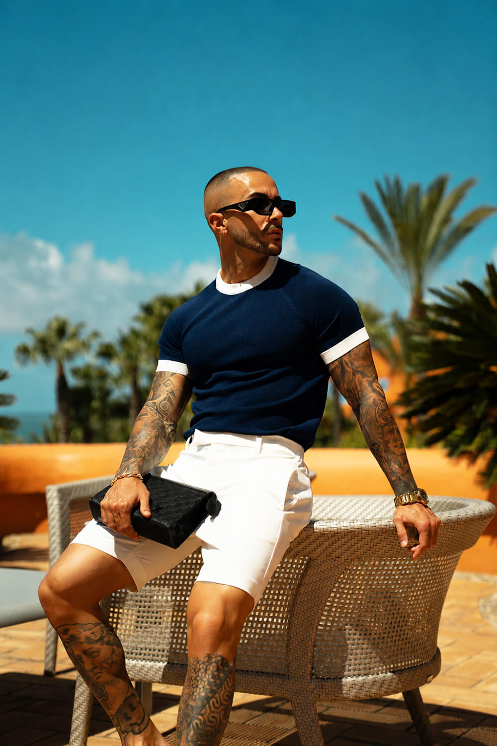 Capri Ringer Knit Tee - Navy