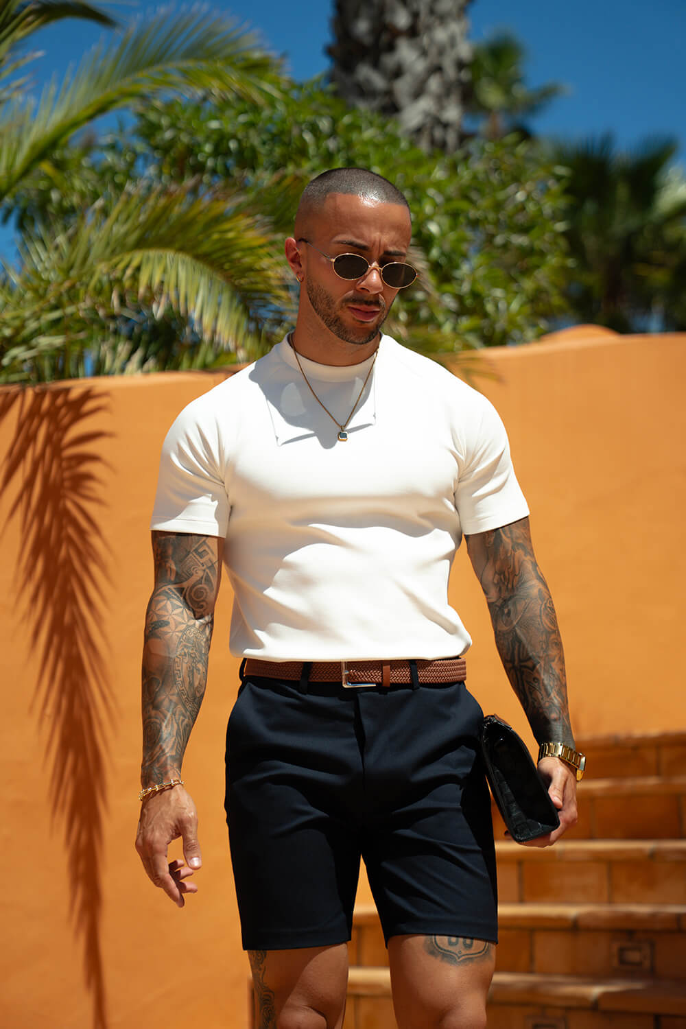 Norelli Belted Chino Shorts - Navy