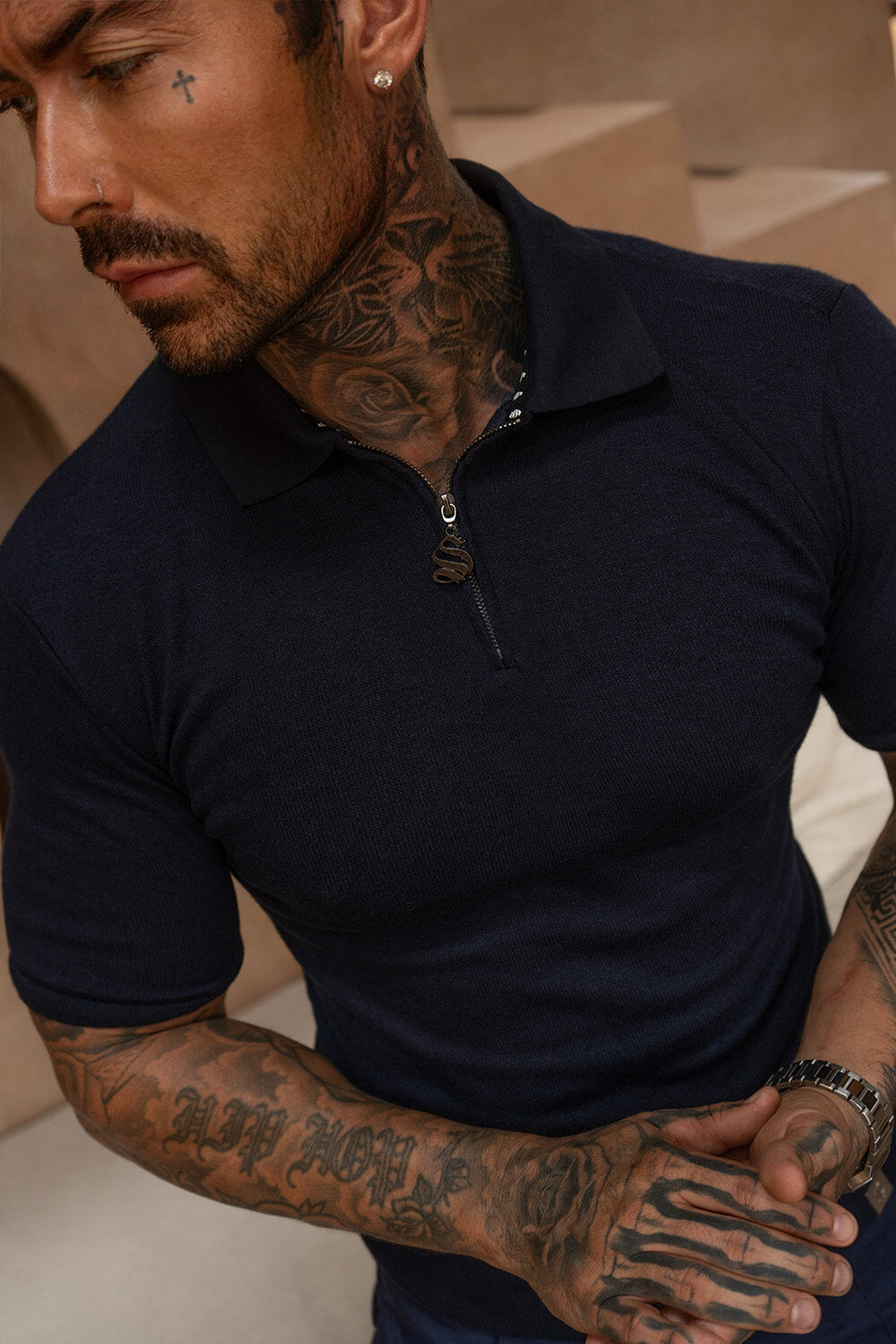 Knit Polo Shirt - Navy