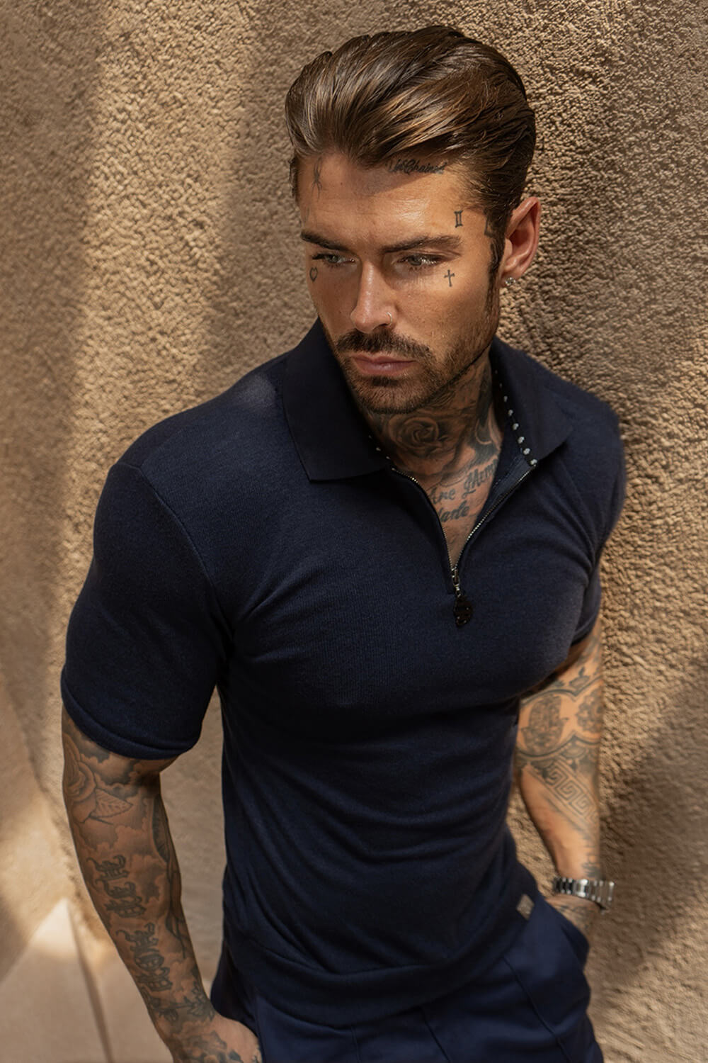 Knit Polo Shirt - Navy