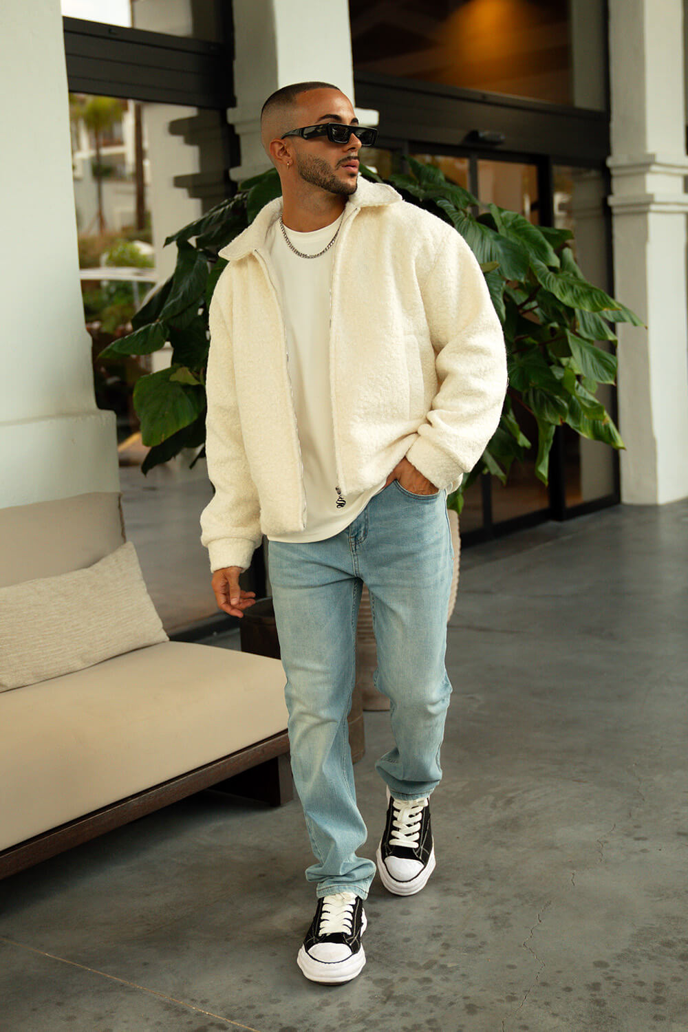 Borg Coach Jacket - Off White