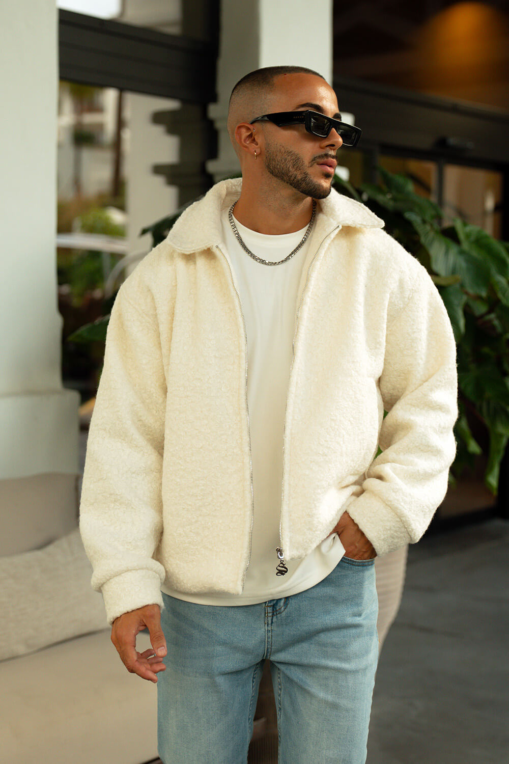 Borg Coach Jacket - Off White