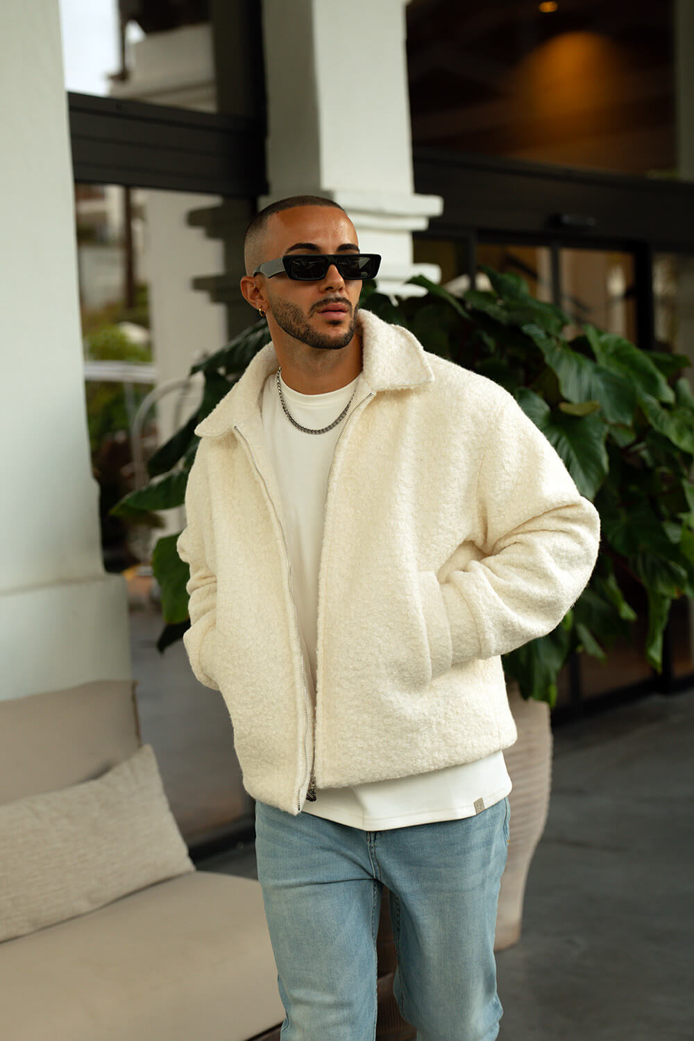 Borg Coach Jacket - Off White