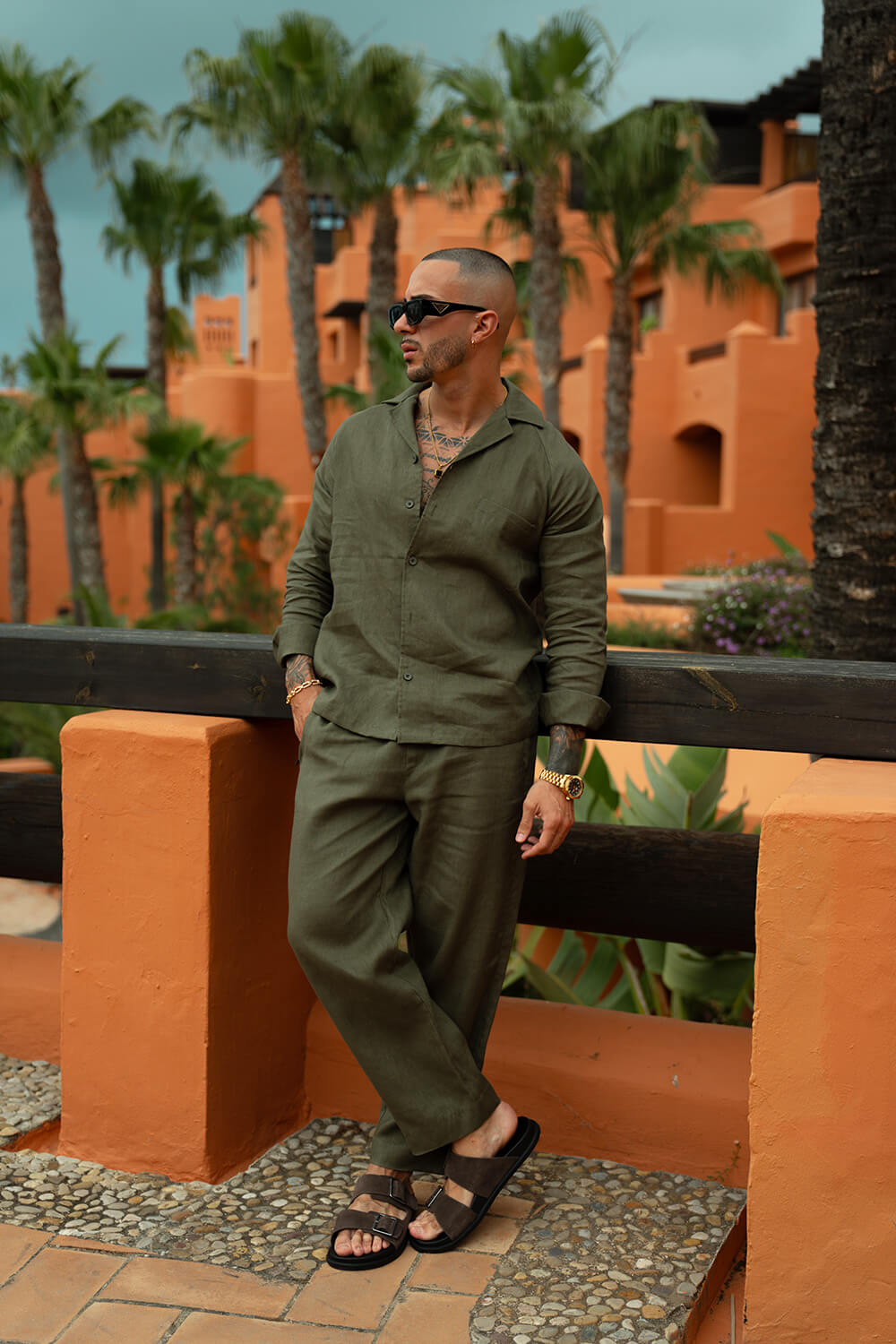 Varelli Linen Trousers - Olive