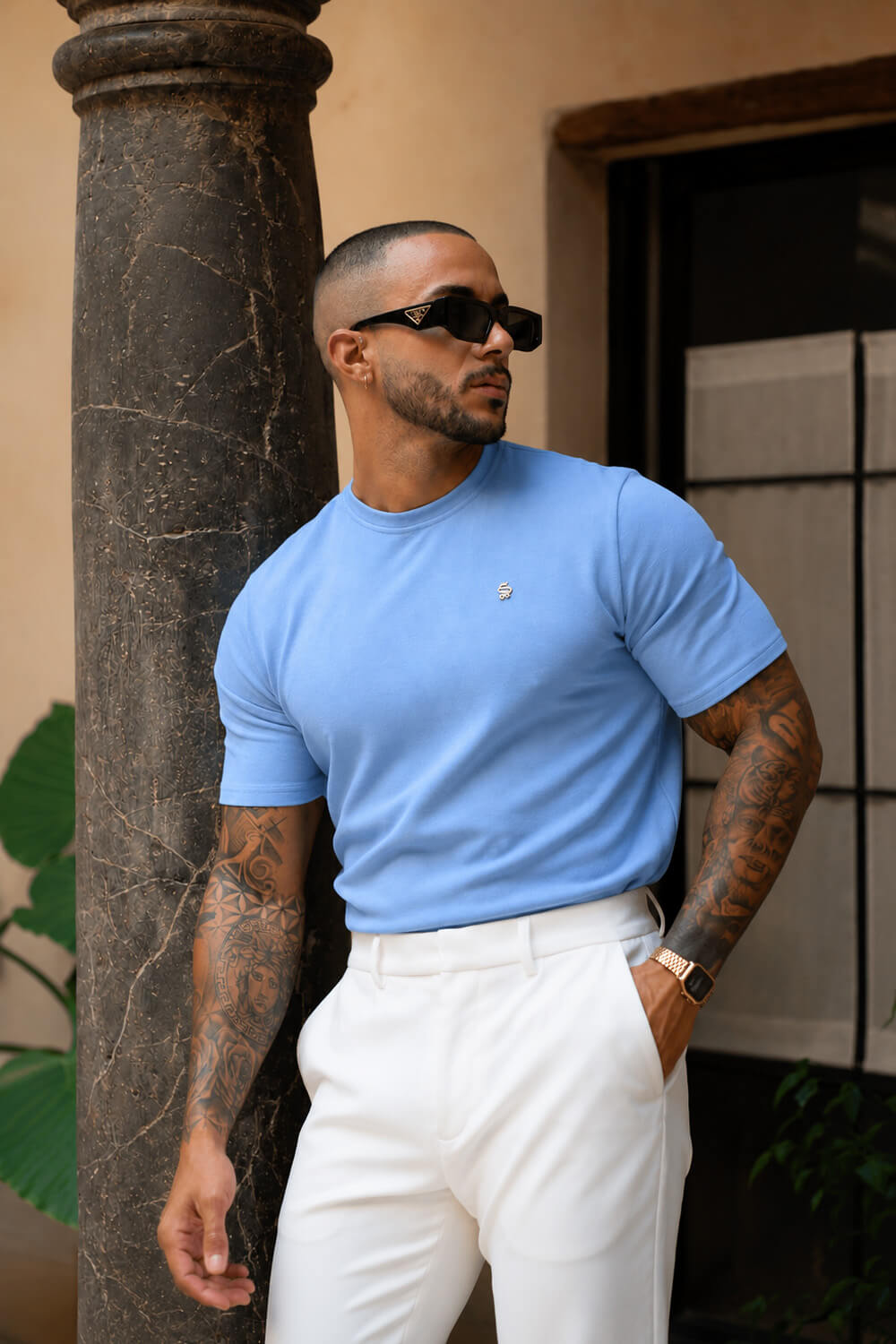 Luxe Knit Tee - Powder Blue