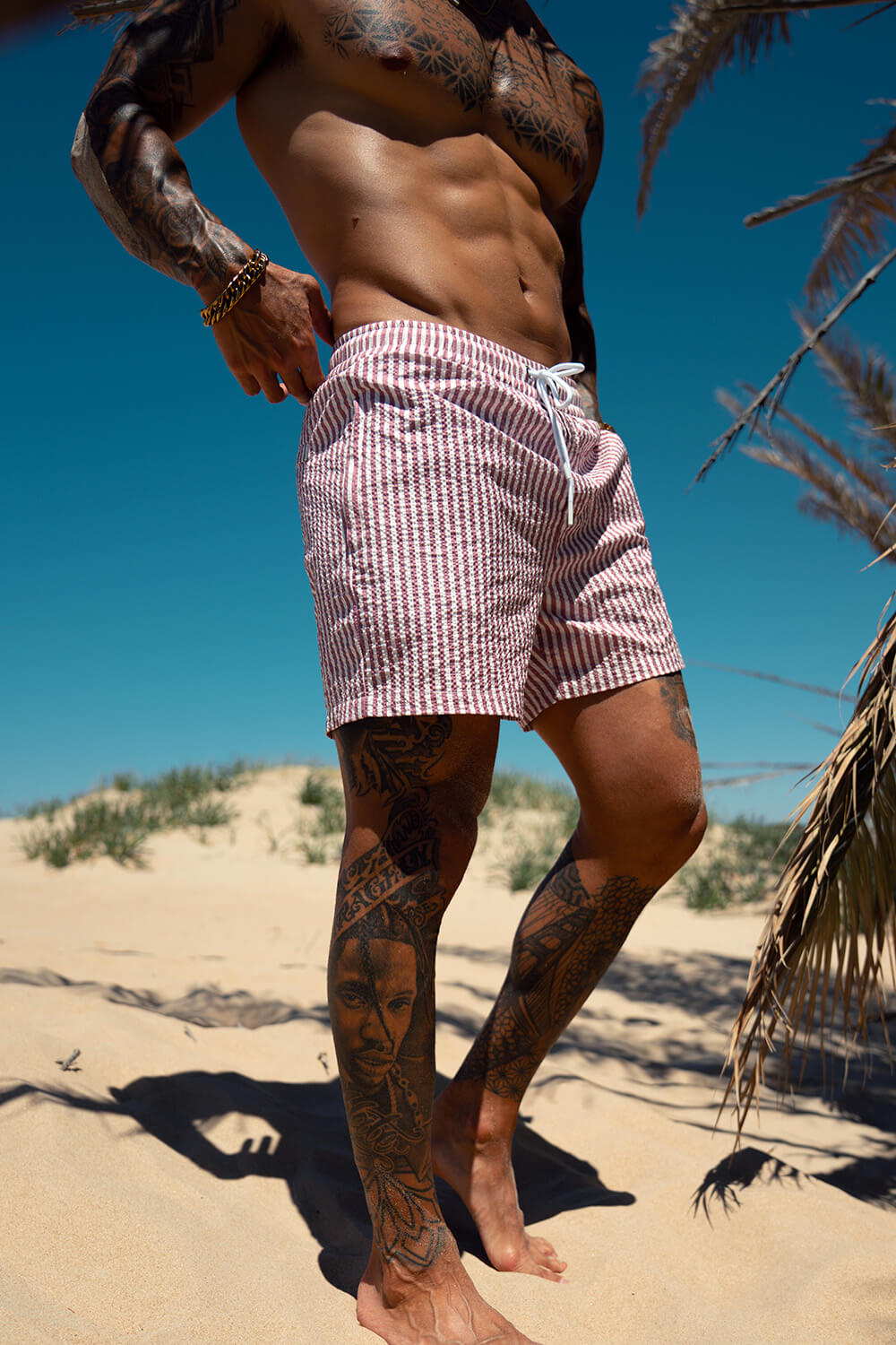 Montaro Swim Shorts - Rose Pink/White