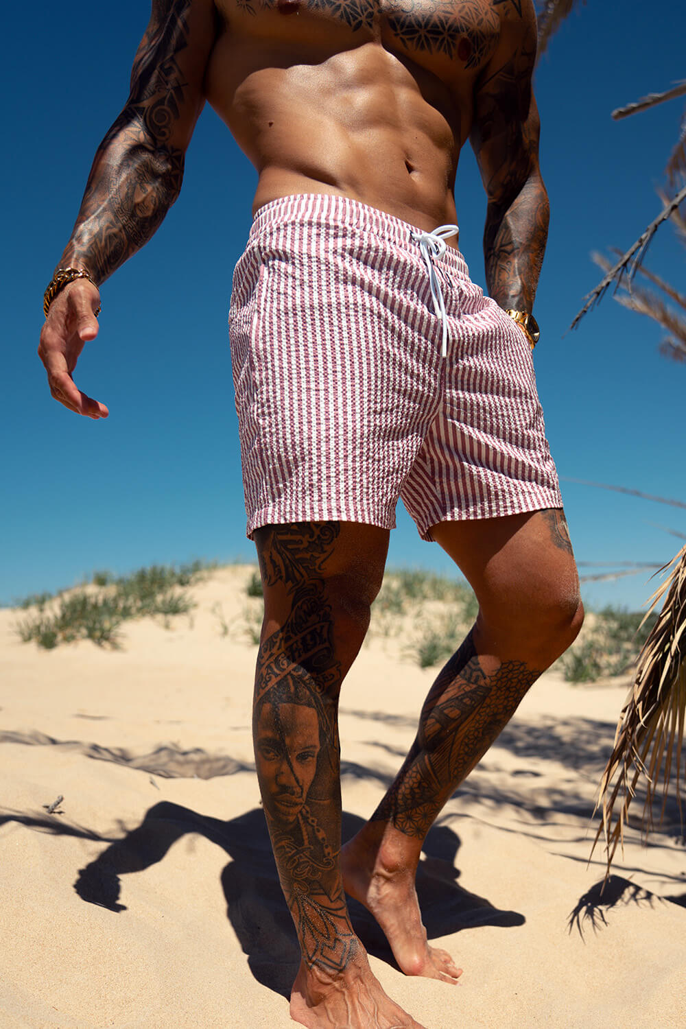 Montaro Swim Shorts - Rose Pink/White