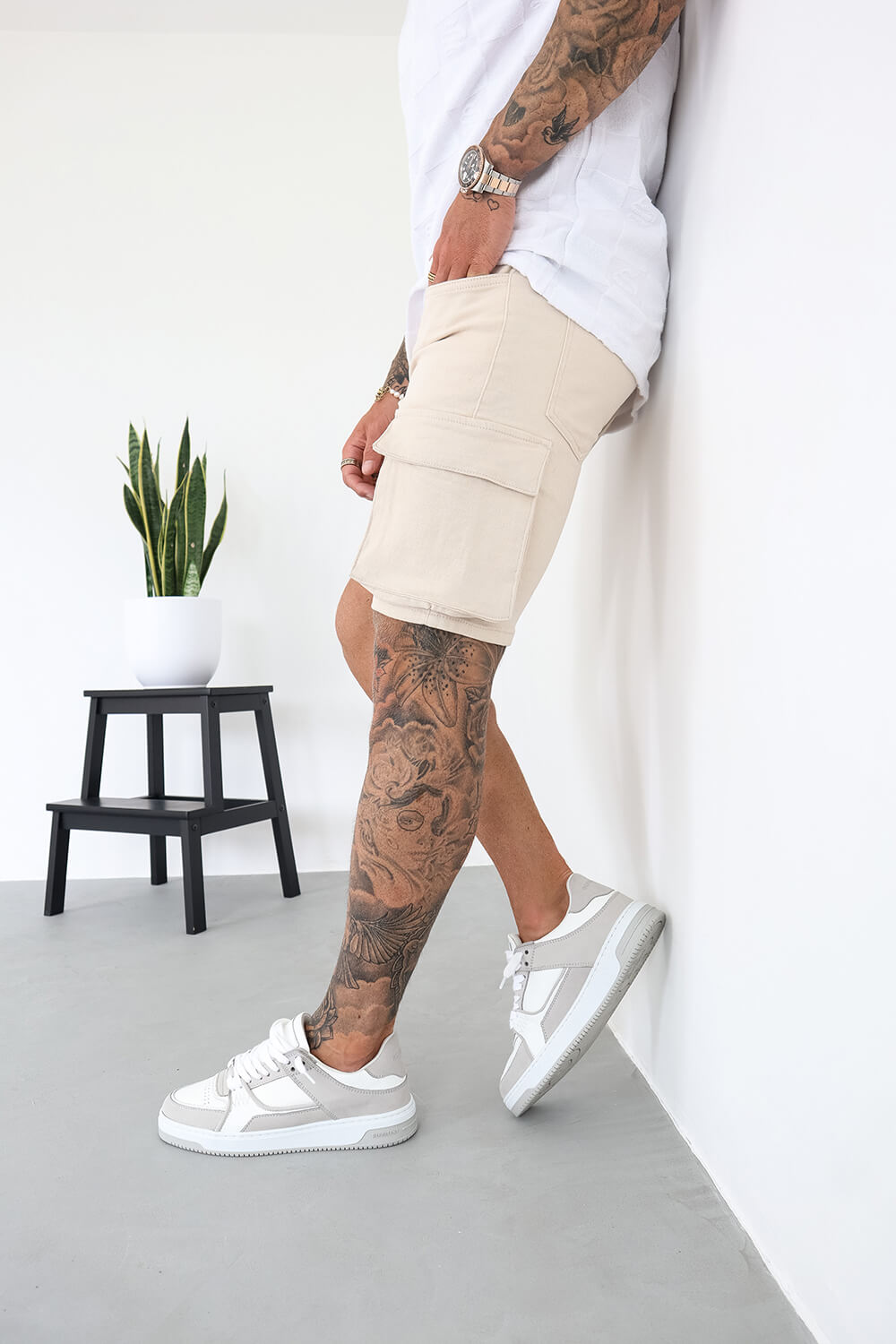 Cargo Utility Denim Shorts - Sand