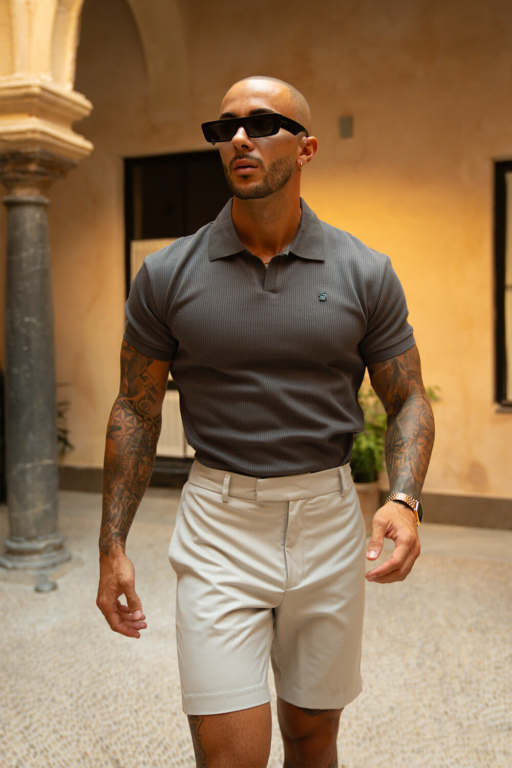 Portofino Ribbed Polo - Slate