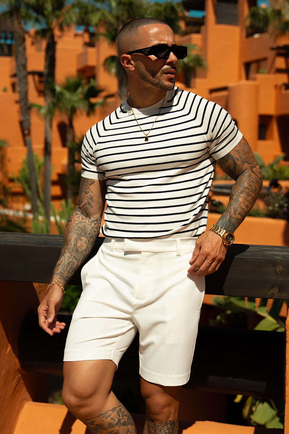 Alvori Stripe Tee - White/Navy