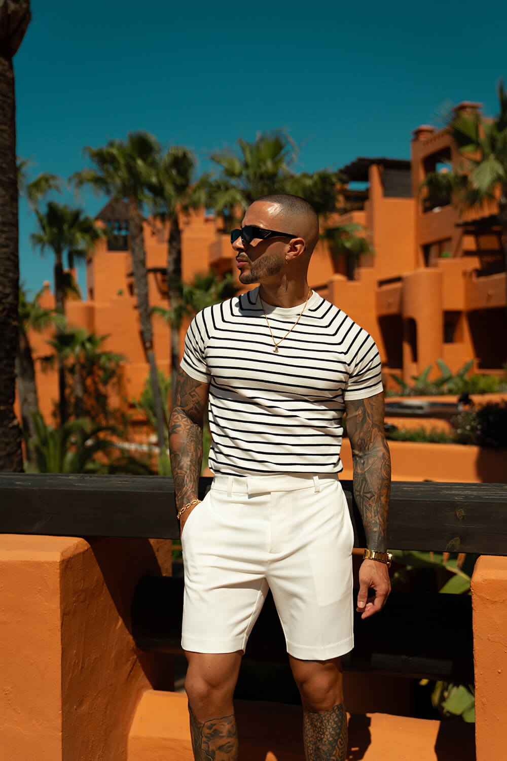 Alvori Stripe Tee - White/Navy