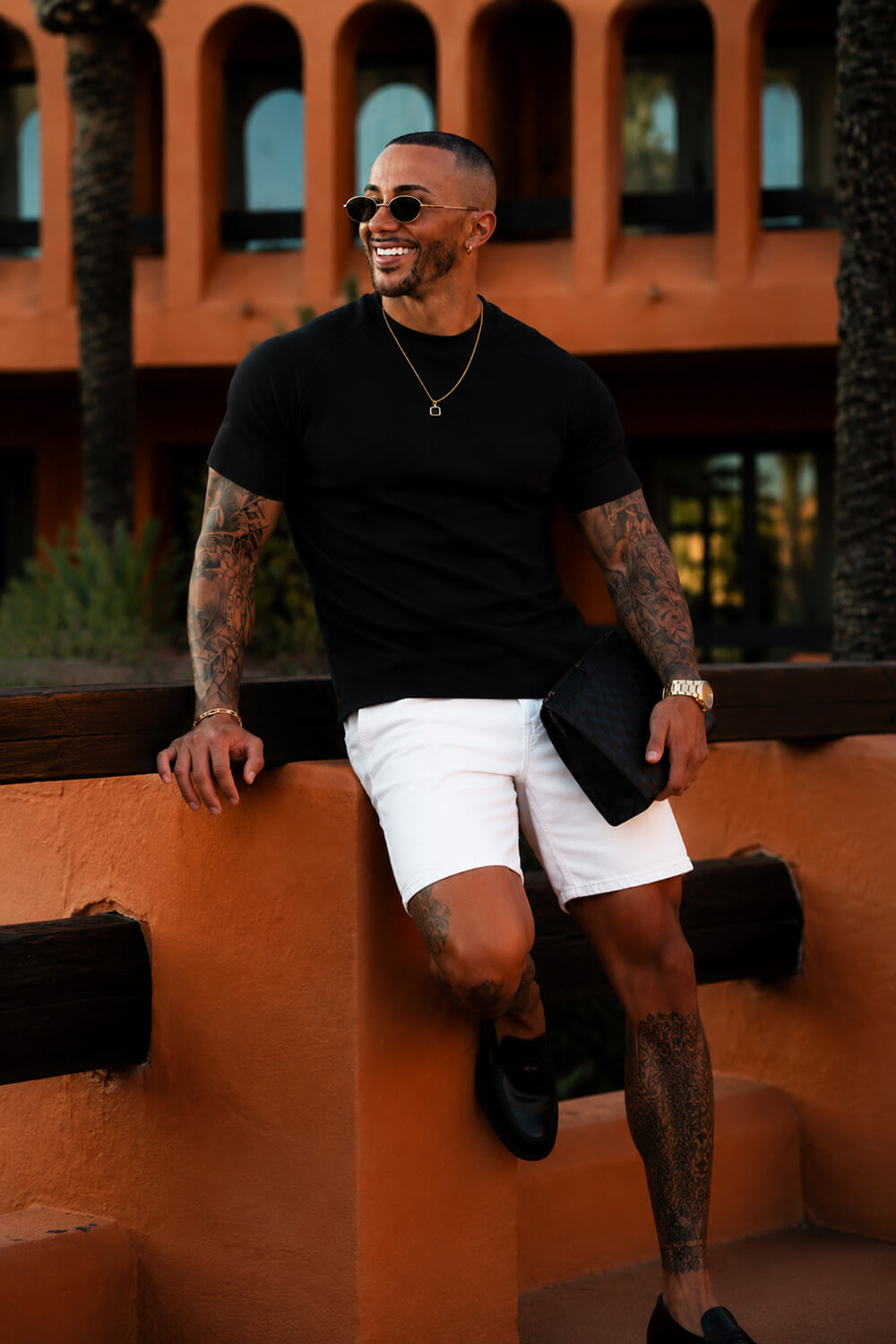 Azure Denim Shorts - White