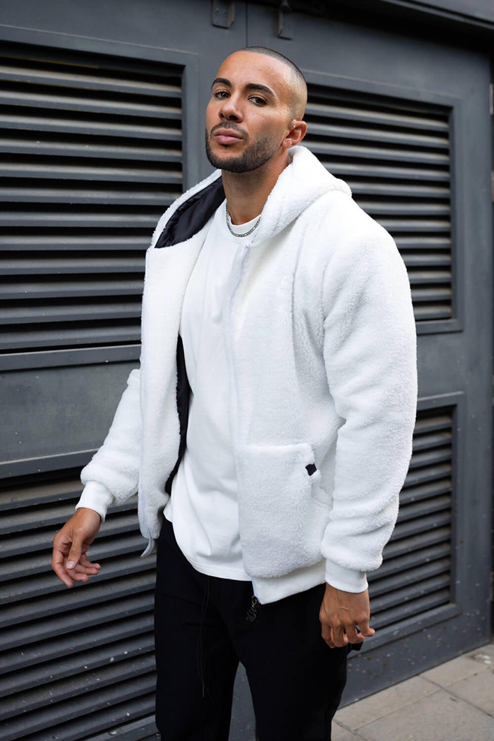 Ikon Borg Zip Hoodie - White