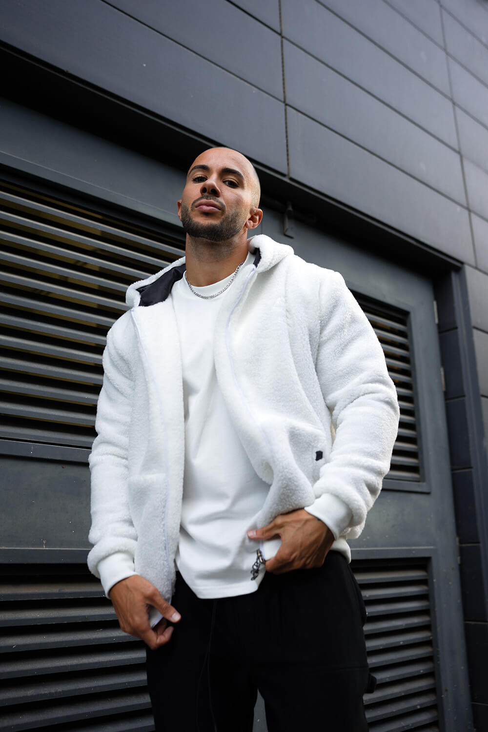 Ikon Borg Zip Hoodie - White